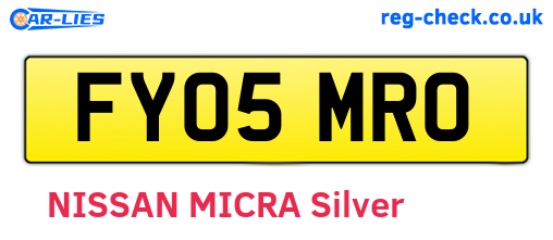 FY05MRO are the vehicle registration plates.