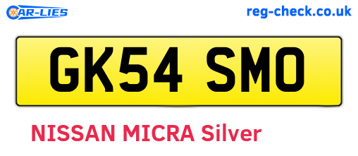 GK54SMO are the vehicle registration plates.