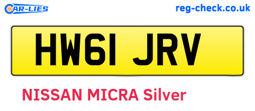 HW61JRV are the vehicle registration plates.