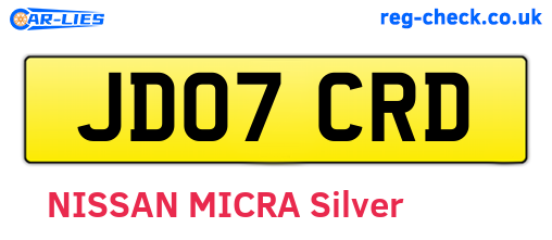 JD07CRD are the vehicle registration plates.