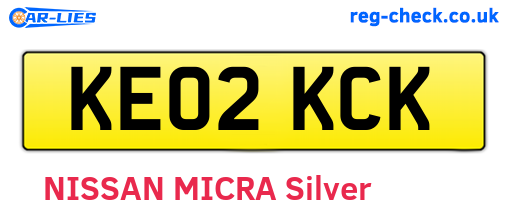 KE02KCK are the vehicle registration plates.