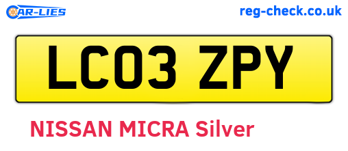LC03ZPY are the vehicle registration plates.