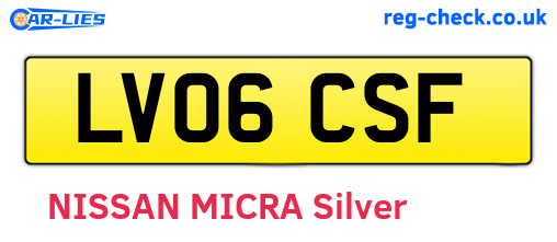 LV06CSF are the vehicle registration plates.