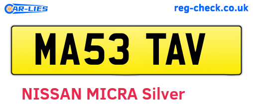 MA53TAV are the vehicle registration plates.