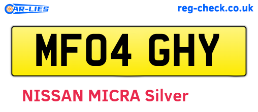 MF04GHY are the vehicle registration plates.