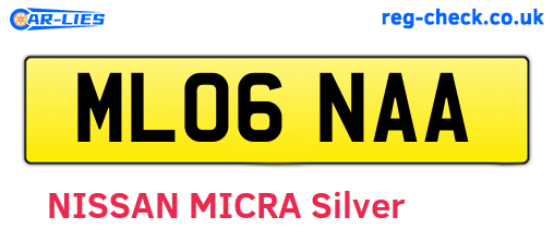 ML06NAA are the vehicle registration plates.