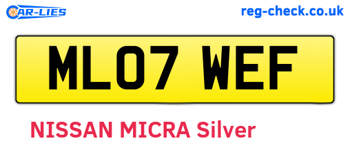 ML07WEF are the vehicle registration plates.