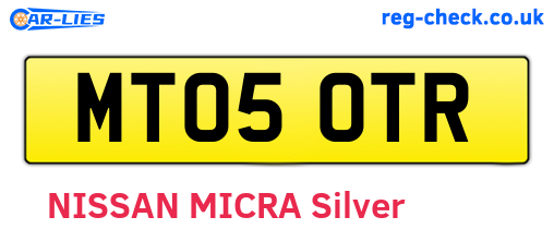 MT05OTR are the vehicle registration plates.