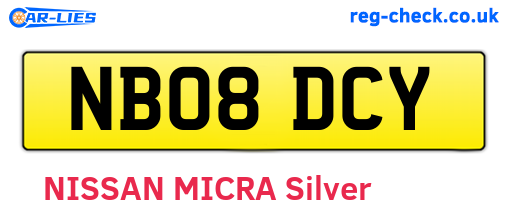 NB08DCY are the vehicle registration plates.