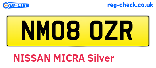NM08OZR are the vehicle registration plates.