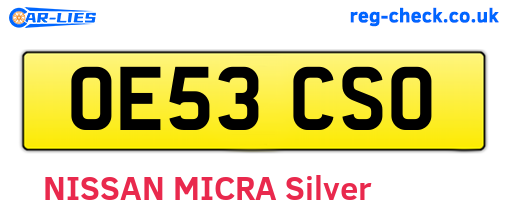 OE53CSO are the vehicle registration plates.