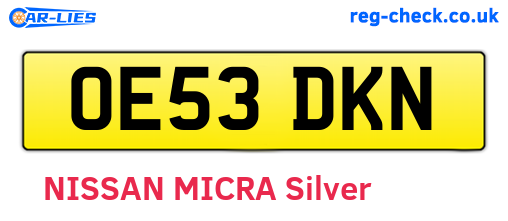 OE53DKN are the vehicle registration plates.