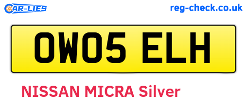 OW05ELH are the vehicle registration plates.