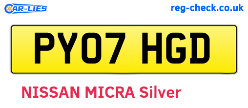 PY07HGD are the vehicle registration plates.