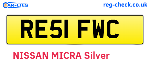 RE51FWC are the vehicle registration plates.
