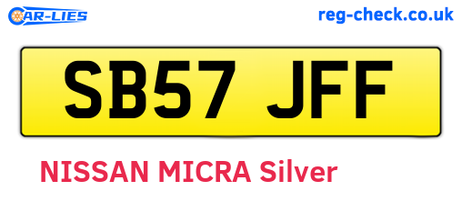 SB57JFF are the vehicle registration plates.
