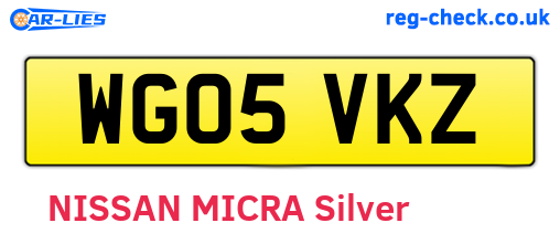WG05VKZ are the vehicle registration plates.