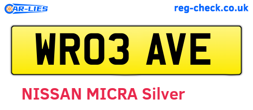 WR03AVE are the vehicle registration plates.