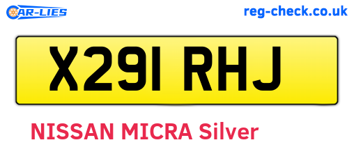X291RHJ are the vehicle registration plates.