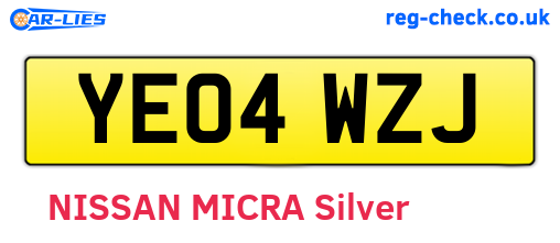 YE04WZJ are the vehicle registration plates.
