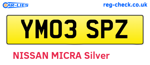 YM03SPZ are the vehicle registration plates.