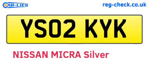 YS02KYK are the vehicle registration plates.