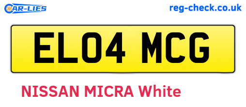 EL04MCG are the vehicle registration plates.