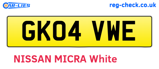 GK04VWE are the vehicle registration plates.