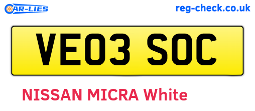 VE03SOC are the vehicle registration plates.