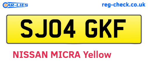 SJ04GKF are the vehicle registration plates.