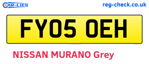 FY05OEH are the vehicle registration plates.