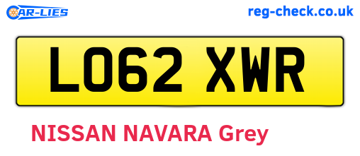 LO62XWR are the vehicle registration plates.