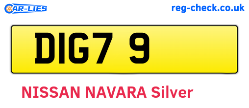 DIG79 are the vehicle registration plates.