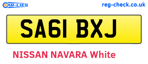 SA61BXJ are the vehicle registration plates.