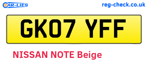 GK07YFF are the vehicle registration plates.