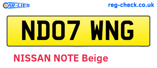 ND07WNG are the vehicle registration plates.