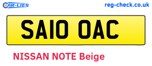 SA10OAC are the vehicle registration plates.
