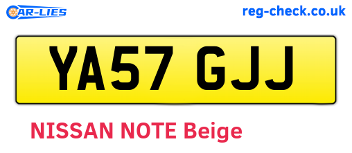 YA57GJJ are the vehicle registration plates.