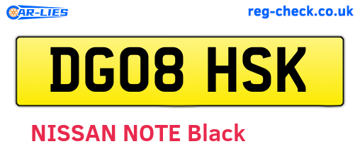 DG08HSK are the vehicle registration plates.