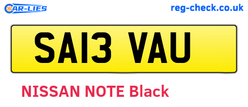SA13VAU are the vehicle registration plates.