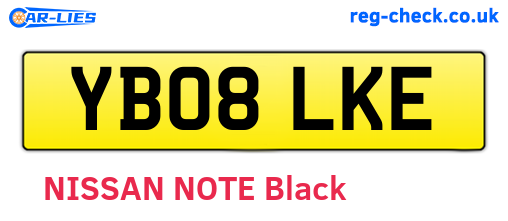 YB08LKE are the vehicle registration plates.