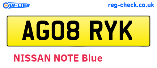 AG08RYK are the vehicle registration plates.