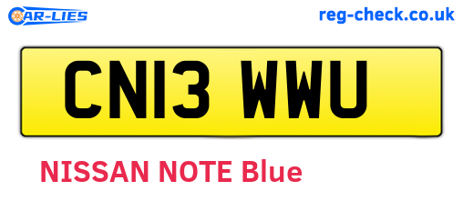 CN13WWU are the vehicle registration plates.
