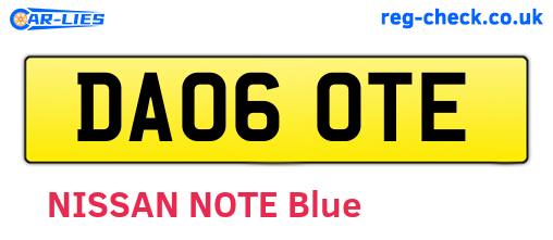 DA06OTE are the vehicle registration plates.