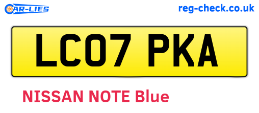 LC07PKA are the vehicle registration plates.