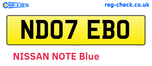 ND07EBO are the vehicle registration plates.