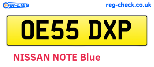 OE55DXP are the vehicle registration plates.
