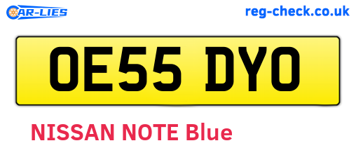 OE55DYO are the vehicle registration plates.