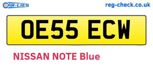 OE55ECW are the vehicle registration plates.