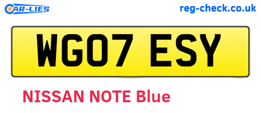 WG07ESY are the vehicle registration plates.